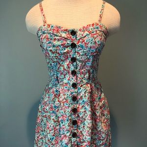Deb red and blue floral pin-up style dress